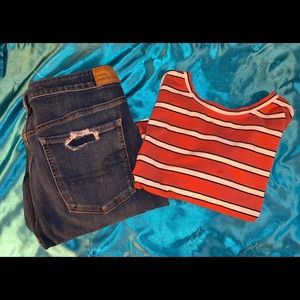 American eagle capris with ROMWE crop top!